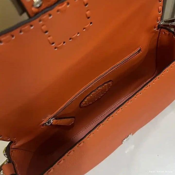 Affordable In Medium Selleria Bag Fendi Romano Baguette Leather Cuoio Orange 0701